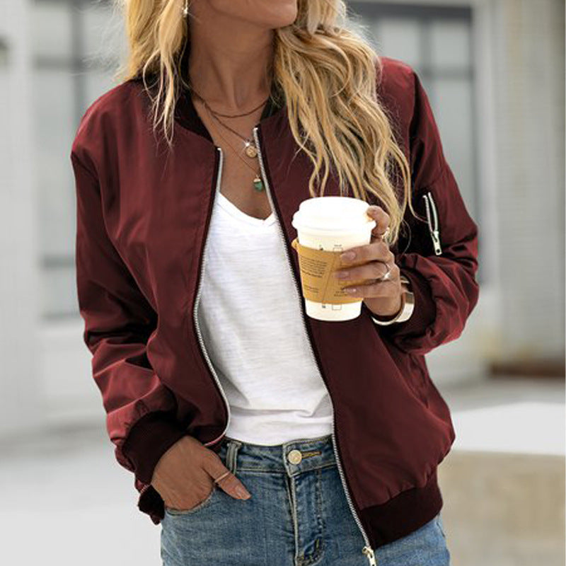 Phoebe - Women's Full-Zip Bomber Jacket with Ribbed Cuffs
