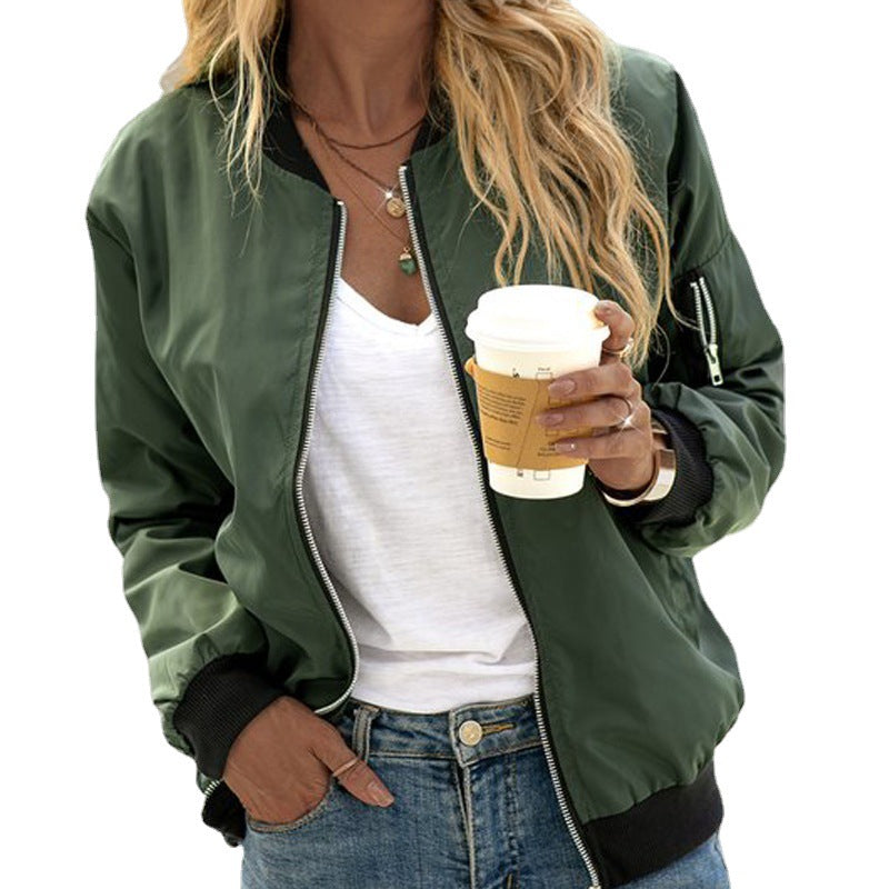 Phoebe - Women's Full-Zip Bomber Jacket with Ribbed Cuffs