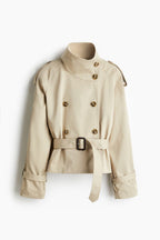 Portia - Women's Double-Breasted Trench Coat with Buckle Belt