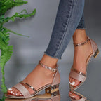 Portia - Women's Sparkle Open-Toe Sandals with Studded Block Heel