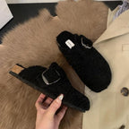 Priya - Women's Shearling Clog Slippers with Buckle Detail