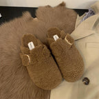 Priya - Women's Shearling Clog Slippers with Buckle Detail