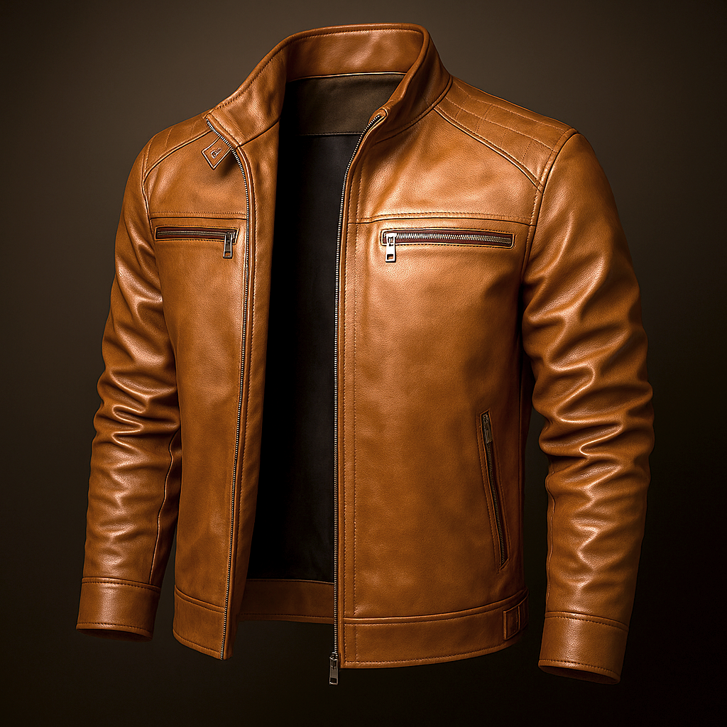 Quade - Men's Leather Jacket with Front Chest Pockets
