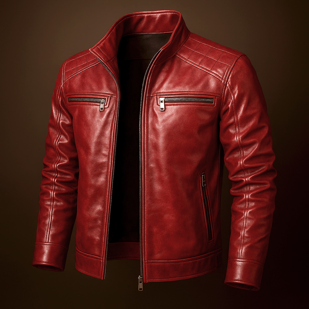 Quade - Men's Leather Jacket with Front Chest Pockets
