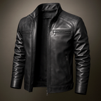 Quade - Men's Leather Jacket with Front Chest Pockets