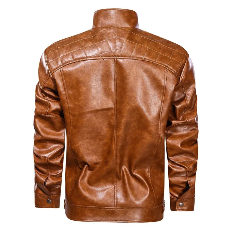 Quade - Men's Leather Jacket with Front Chest Pockets
