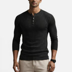 Quincy - Men's Ribbed Henley Long-Sleeve Shirt