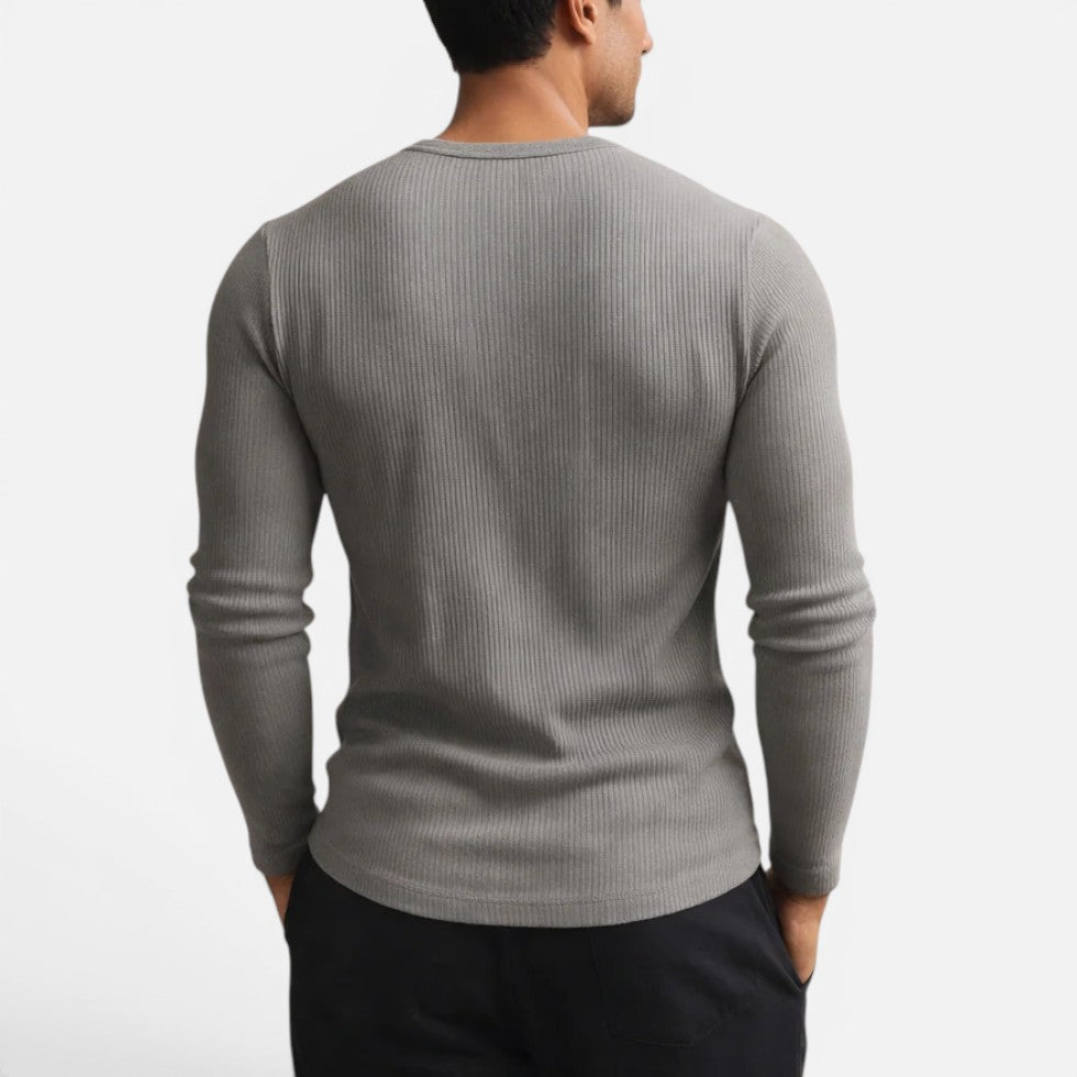 Quincy - Men's Ribbed Henley Long-Sleeve Shirt