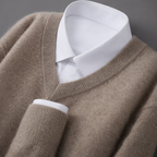 Quinlan - Men's Ribbed Wool-Blend V-Neck Sweater