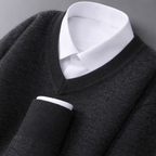 Quinlan - Men's Ribbed Wool-Blend V-Neck Sweater