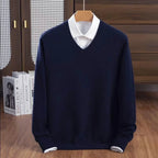 Quinlan - Men's Ribbed Wool-Blend V-Neck Sweater