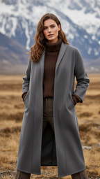 Quinley - Women's High-Neck Longline Wool Coat