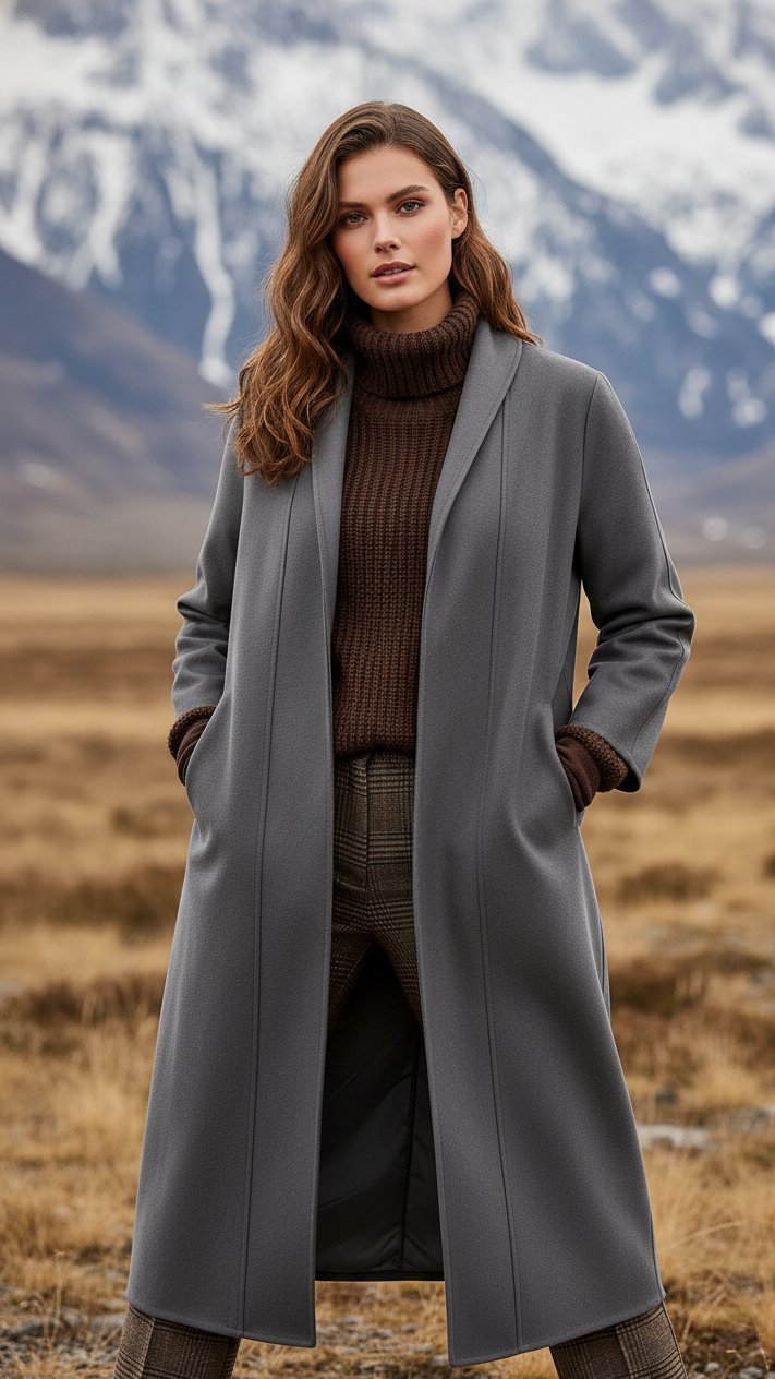 Quinley - Women's High-Neck Longline Wool Coat