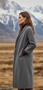 Quinley - Women's High-Neck Longline Wool Coat