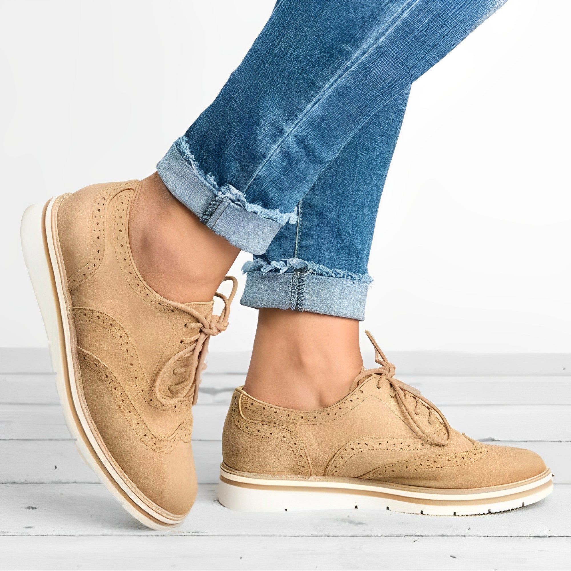 Quinley - Women's Perforated Lace-Up Oxfords with Cutout Sides