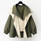 Quinley - Women's Reversible Oversized Trench Coat with Notch Collar