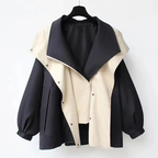 Quinley - Women's Reversible Oversized Trench Coat with Notch Collar