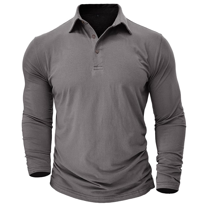 River - Men's Tapered Long-Sleeve Polo with Buttoned Collar