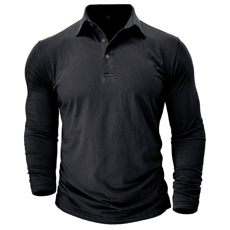River - Men's Tapered Long-Sleeve Polo with Buttoned Collar