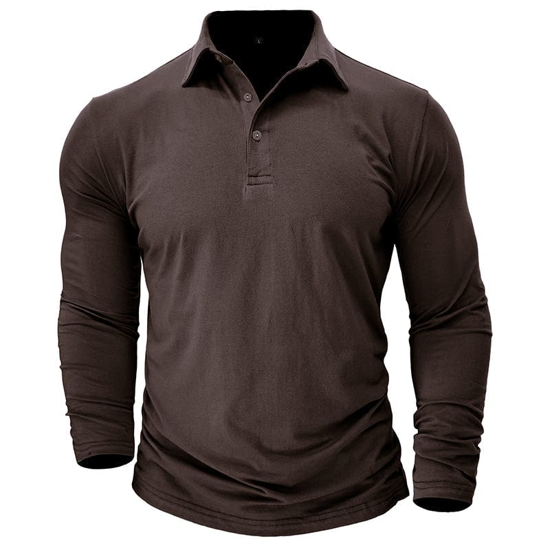 River - Men's Tapered Long-Sleeve Polo with Buttoned Collar