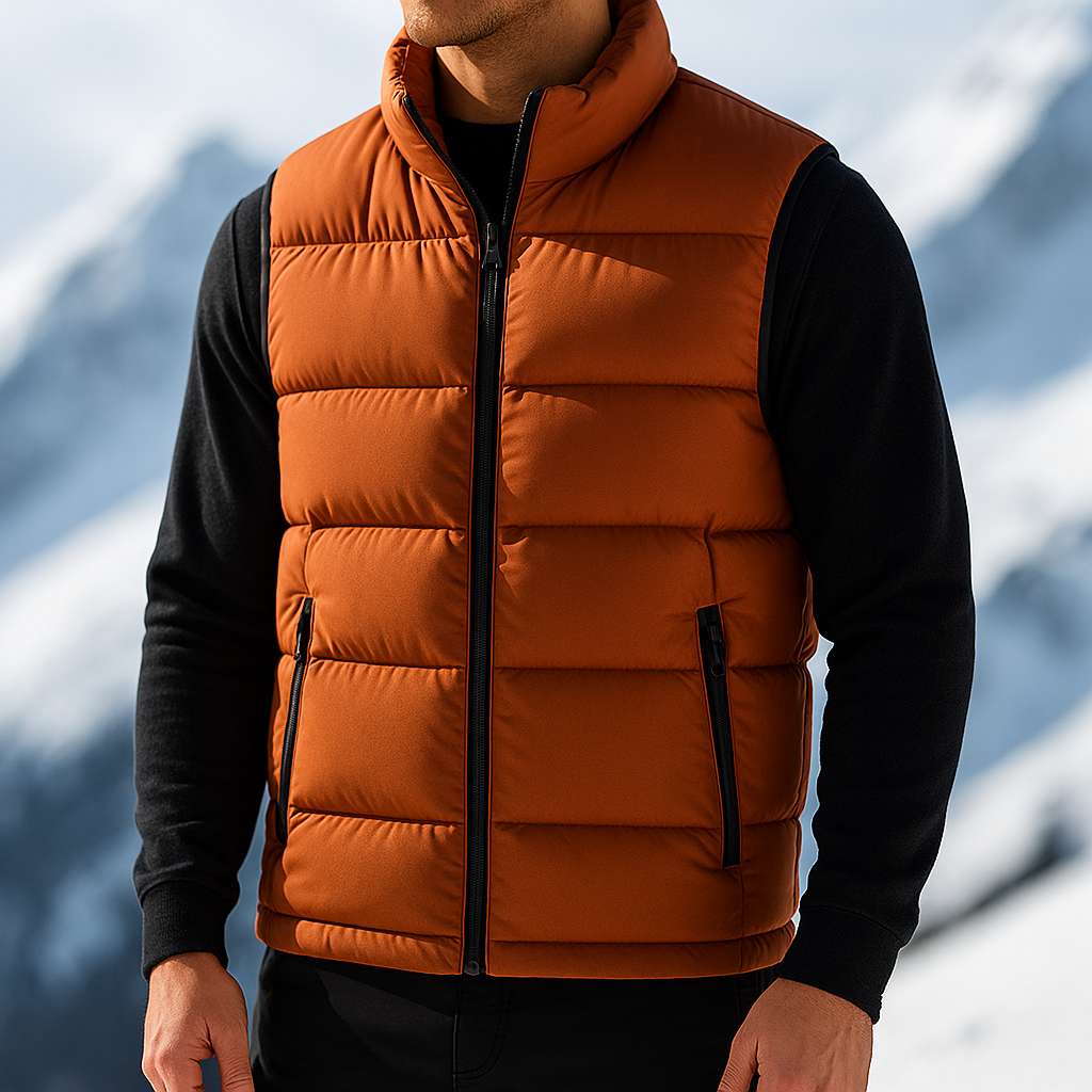Roman - Men's Quilted Puffer Vest with Side Zip Pockets