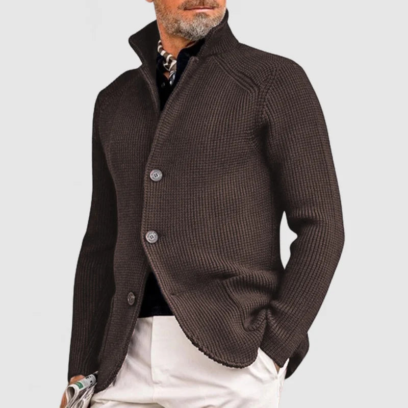 Roman - Men's Ribbed Cardigan Jacket with Button Closure