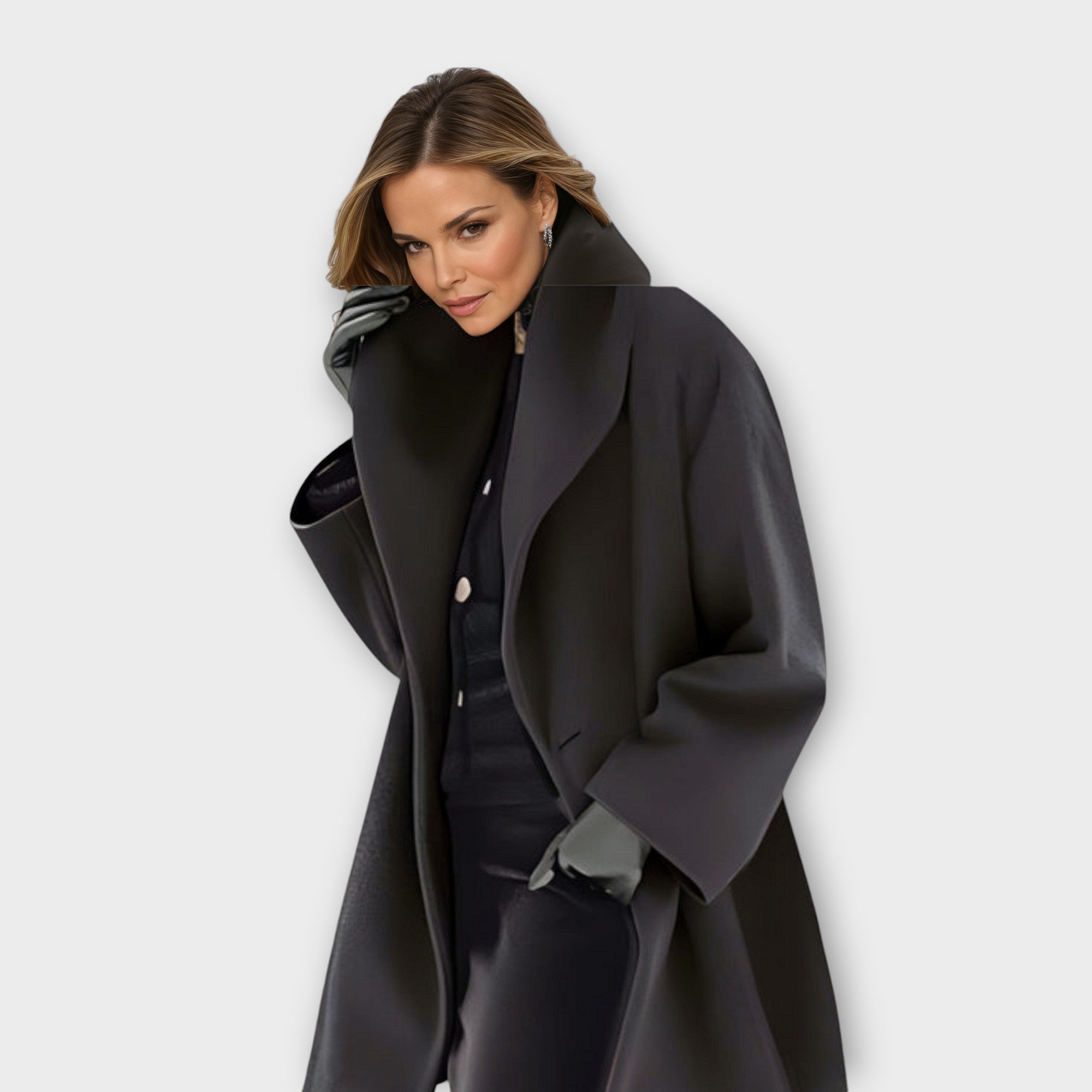 Rosalie - Women's Wool-Blend Coat with Attached Hood
