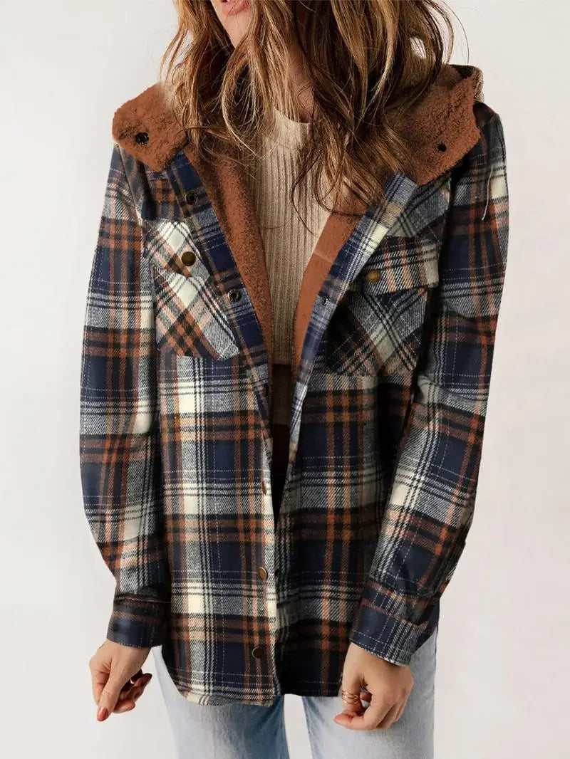Rosalind - Women's Plaid Shacket with Hood