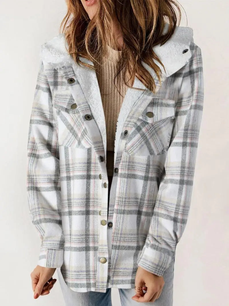 Rosalind - Women's Plaid Shacket with Hood