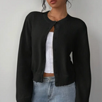 Rosalyn - Women's Button-Front Cardigan with Ribbed Trim