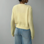 Rosalyn - Women's Button-Front Cardigan with Ribbed Trim