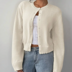 Rosalyn - Women's Button-Front Cardigan with Ribbed Trim
