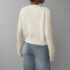 Rosalyn - Women's Button-Front Cardigan with Ribbed Trim