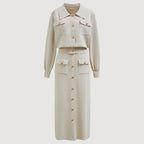 Rosemary - Women's Pocket-Detail Knit Blazer and Skirt Set