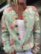 Rosetta - Women's Floral Button-Front Cardigan