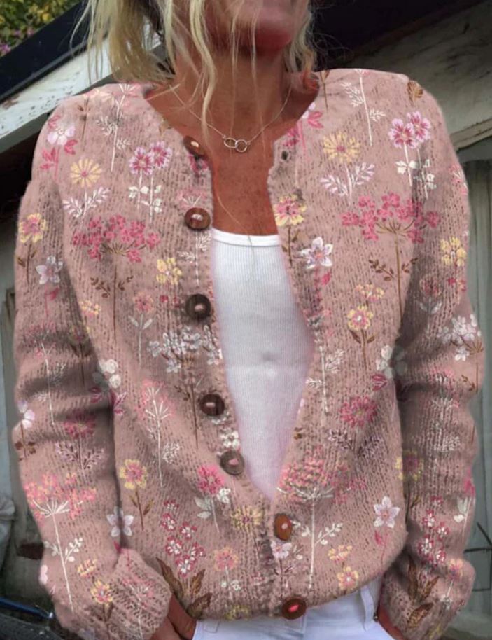 Rosetta - Women's Floral Button-Front Cardigan