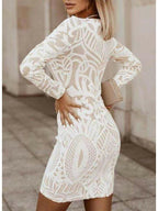 Rosetta - Women's Long-Sleeve Lace Bodycon Dress