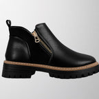 Rosewood - Women's Platform Ankle Boots with Gold-Trim Lug Sole