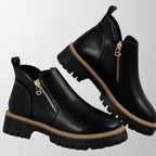 Rosewood - Women's Platform Ankle Boots with Gold-Trim Lug Sole