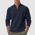 Rowan - Men's Mock Neck Quarter-Zip Pullover with Waffle Knit