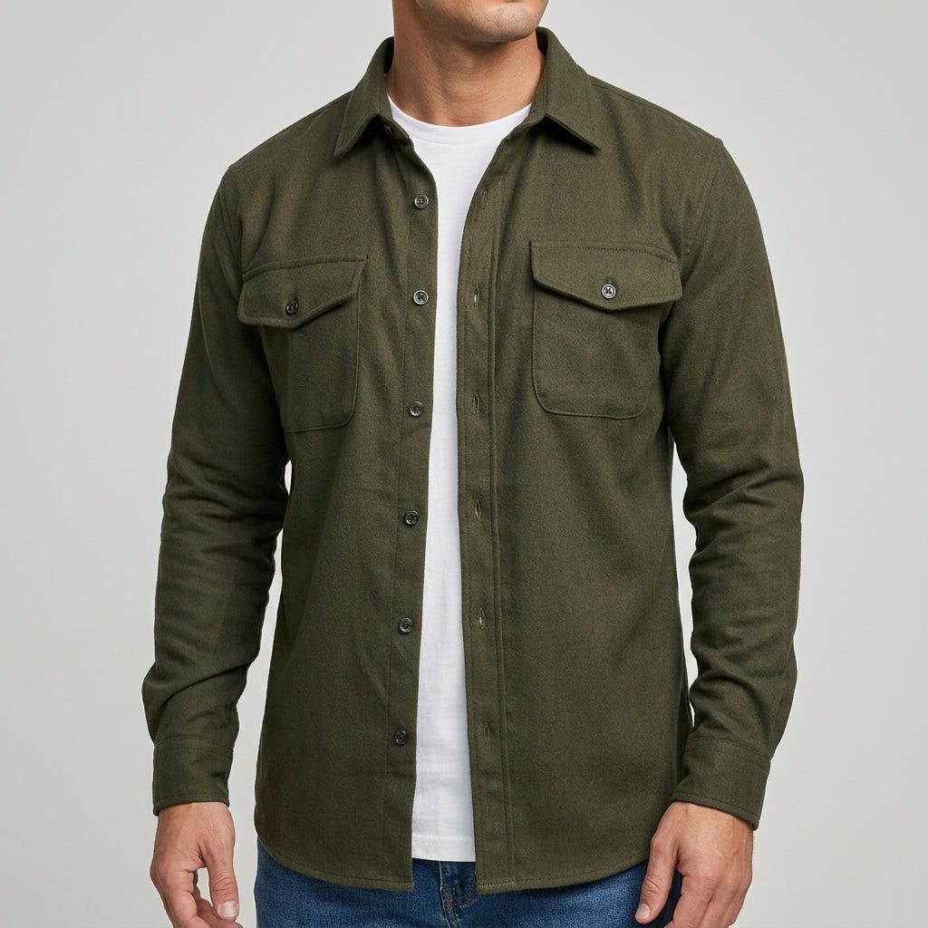Rowan - Men's Woven Overshirt with Dual Chest Pockets