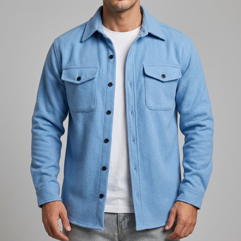Rowan - Men's Woven Overshirt with Dual Chest Pockets