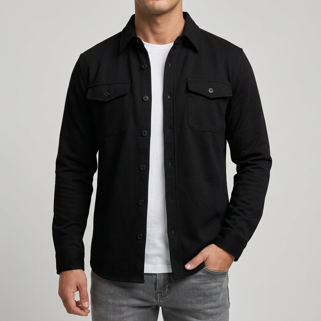 Rowan - Men's Woven Overshirt with Dual Chest Pockets