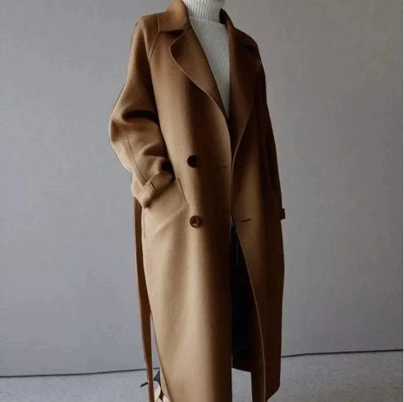 Roxanne - Women's Double-Breasted Wool Coat with Notch Lapels