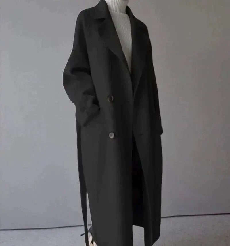 Roxanne - Women's Double-Breasted Wool Coat with Notch Lapels