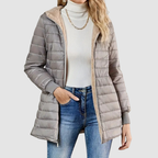 Sasha - Women's Quilted Puffer Coat with Sherpa-Lined Hood