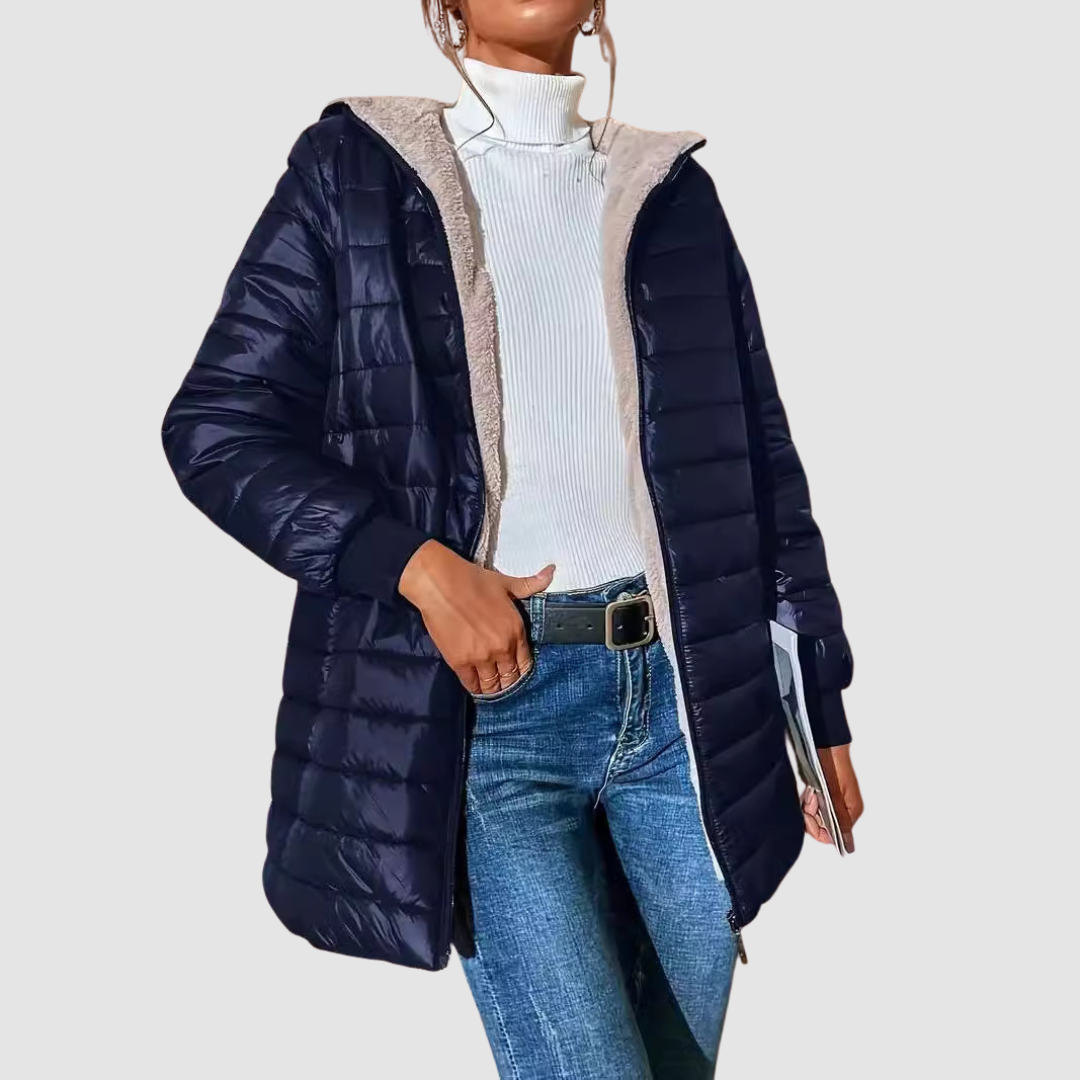 Sasha - Women's Quilted Puffer Coat with Sherpa-Lined Hood