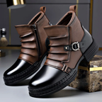 Silas - Men's Buckle-Strap Layered Leather Ankle Boots