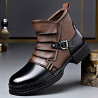 Silas - Men's Buckle-Strap Layered Leather Ankle Boots