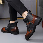 Silas - Men's Buckle-Strap Layered Leather Ankle Boots